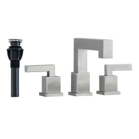 Brushed Nickel Widespread Bathroom Faucet, Waterfall Bathroom Faucets for Sink 3 Hole, 2-Handles Modern Vanity Faucet[Unable ship weekends