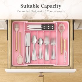 Silverware Drawer Organizer, Expandable Utensil Tray for Kitchen, BPA Free Flatware and Cutlery Holder (Material: Plastic)