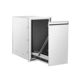 Outdoor Kitchen Drawer Combo,BBQ Triple Drawer & Trash Drawer Combo Stainless Steel for BBQ Island,Grilling Station (size: W13.6H26D19.3)